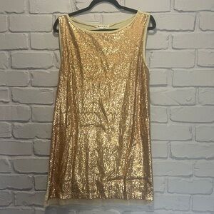 NWOT Michael Stars Gold Sequin Mini Dress size ONE SIZE